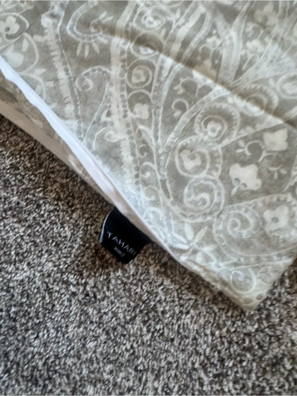 Neutral Paisley Pillow Covers - Set of 2 for 24x24” pillows gray silver white
